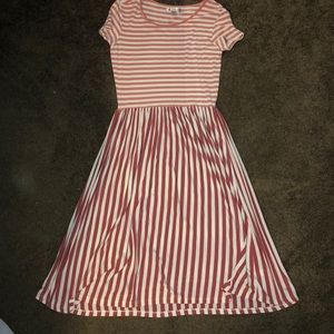 Pink and white striped dress